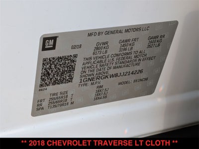 2018 Chevrolet Traverse LT Cloth w/1LT